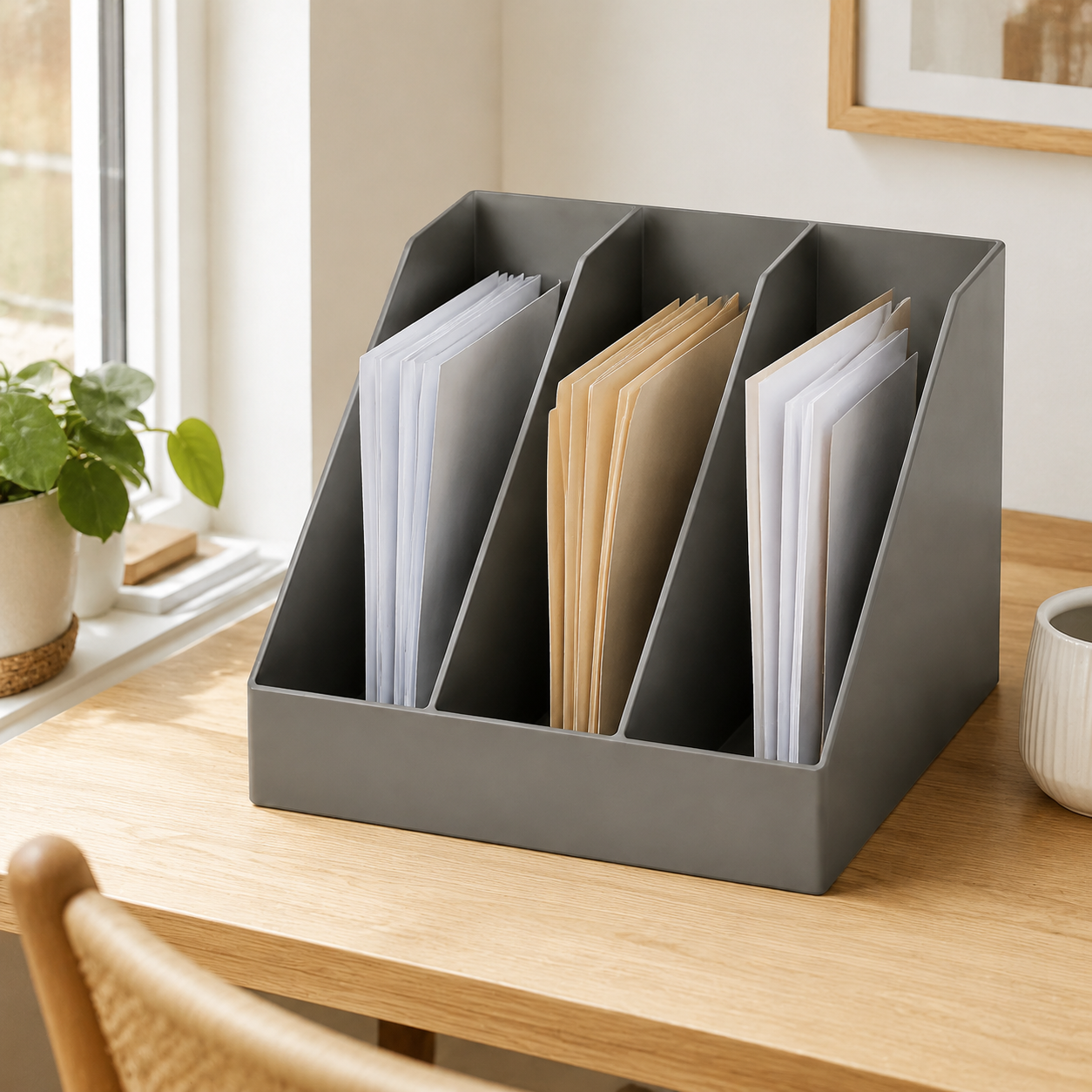 Organisateur de Bureau Vertical à 3 Compartiments