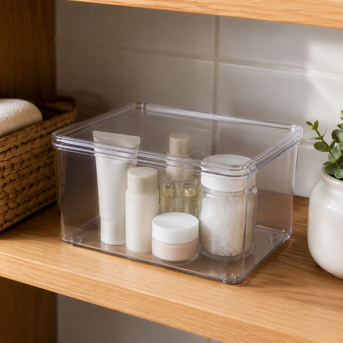 Boîte Transparente Empilable pour Produits de Beauté