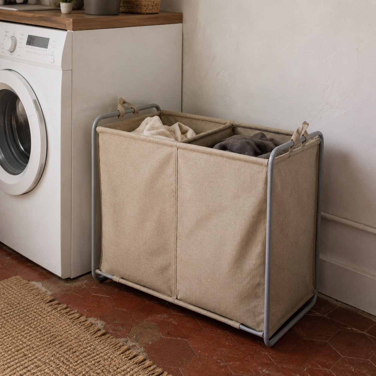 Panier à Linge Pliable à 2 Compartiments