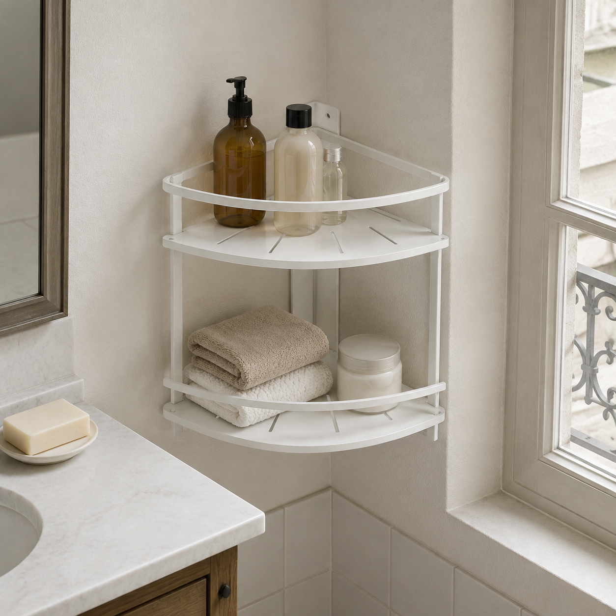 Étagère d’Angle de Douche à 2 Niveaux