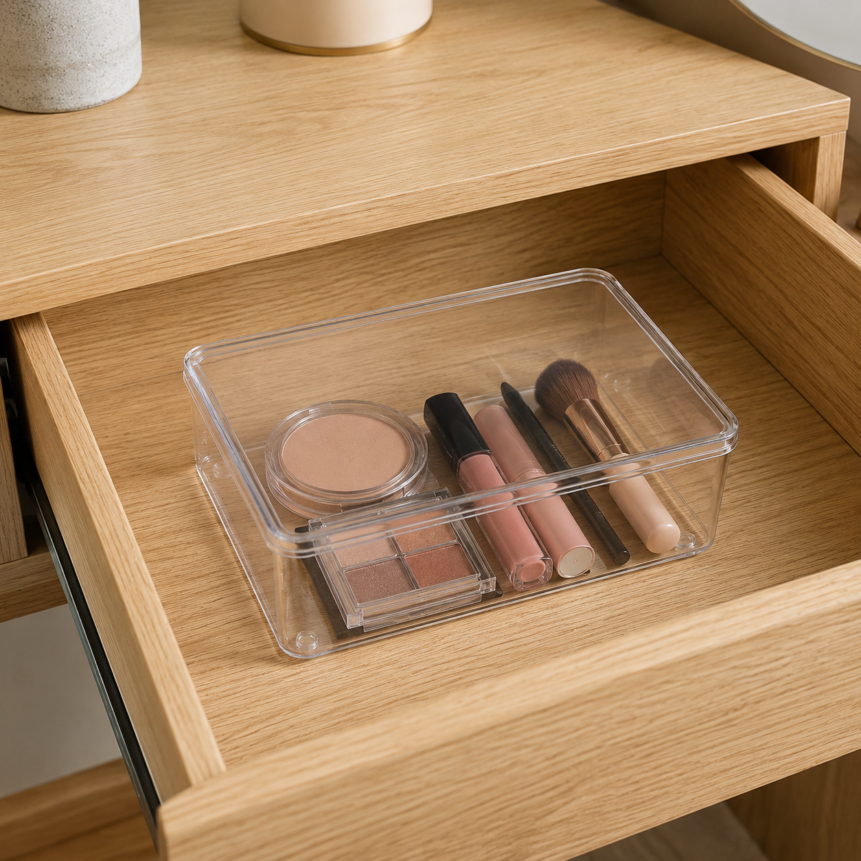 Boîte Transparente Empilable pour Produits de Beauté