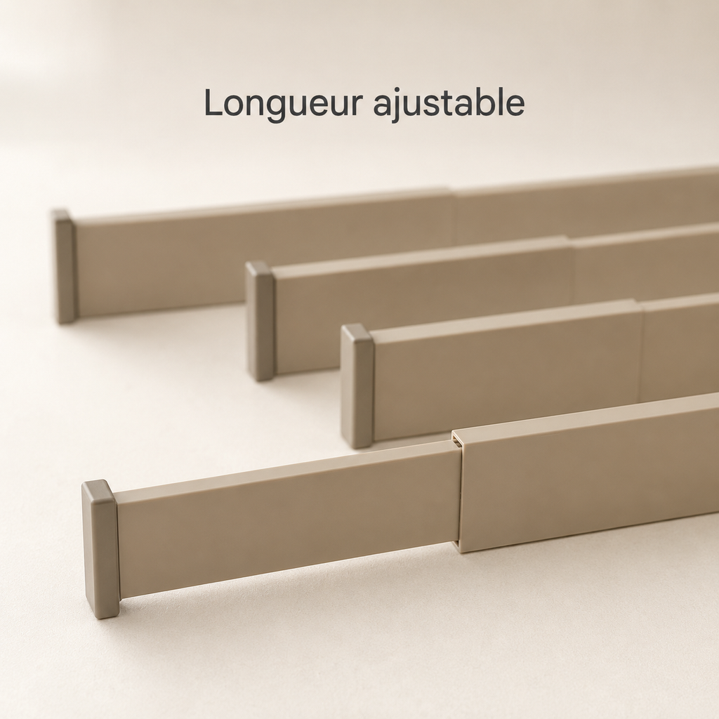 Séparateurs de Tiroir Ajustables – Lot de 4
