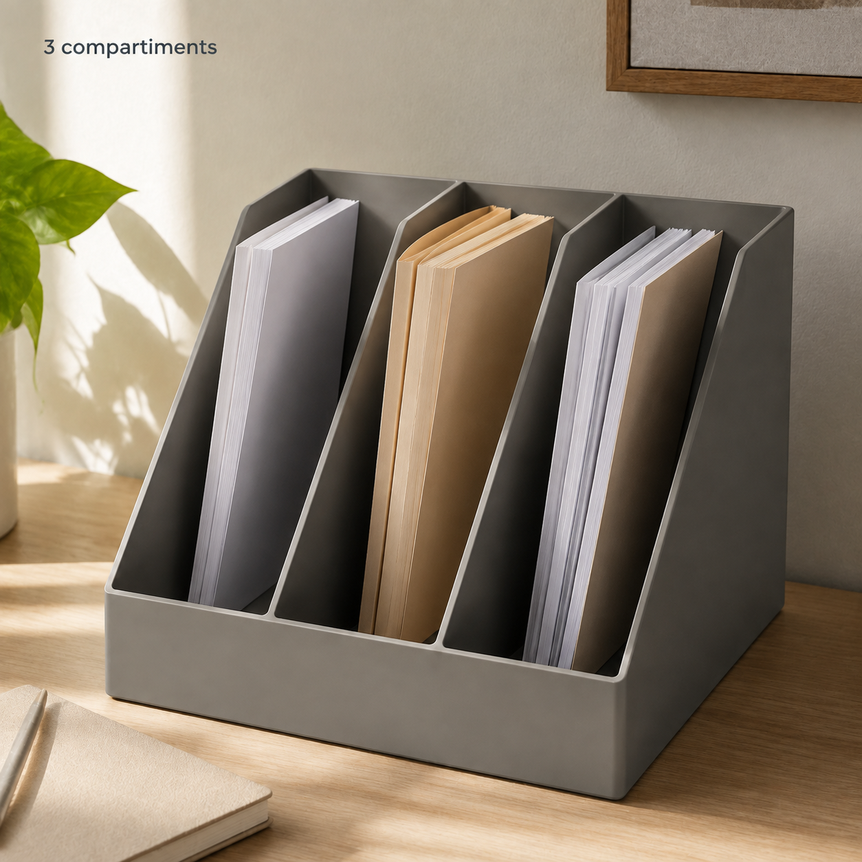 Organisateur de Bureau Vertical à 3 Compartiments