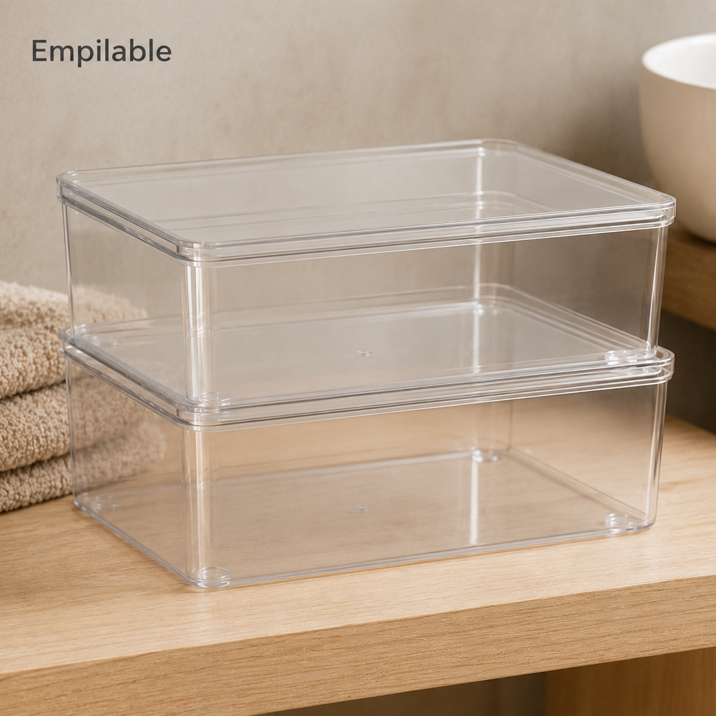 Boîte Transparente Empilable pour Produits de Beauté